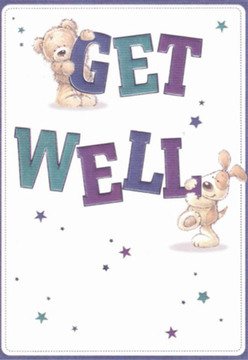 A wave of reassurance unfolds with this delightfully illustrated get well card, its warmth echoing the welcoming community around Brockley. The card features a tender teddy, nestled above the word 'GET,' and a playful puppy leaning trustingly against 'WELL'-each character depicted with friendly eyes and a gentle smile. The robust, playful lettering is shaded in deep indigos and soft aquas, their colours reflecting Brockley's creative spirit. Stars are gently scattered across the clean background, their twinkling presence reminiscent of lanterns lighting paths near Brockley Market on a clear evening. The textures sing with detail: the bear's downy coat and the soft, expressive ears of the puppy translate a tactile serenity. This sense of hands-on care is matched only by the crafted bouquets from Brockley Flowers. Thoughtfully designed, the card is imbued with the intention to uplift and restore. Whether paired with fresh blooms headed for a home on Brockley Road or tucked into a recovery basket for a neighbour, it radiates warmth and hope.